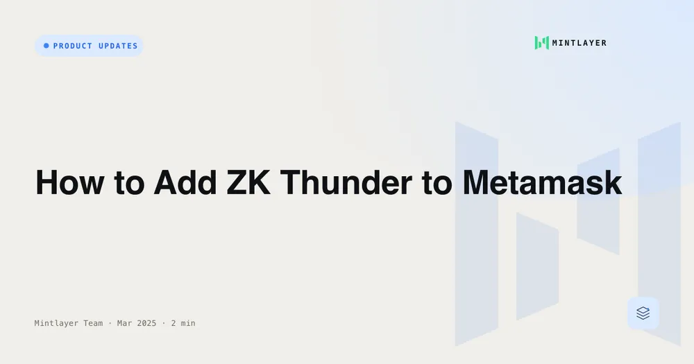 How to Add ZK Thunder to Metamask