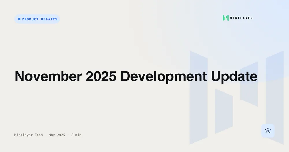 November 2025 Development Update