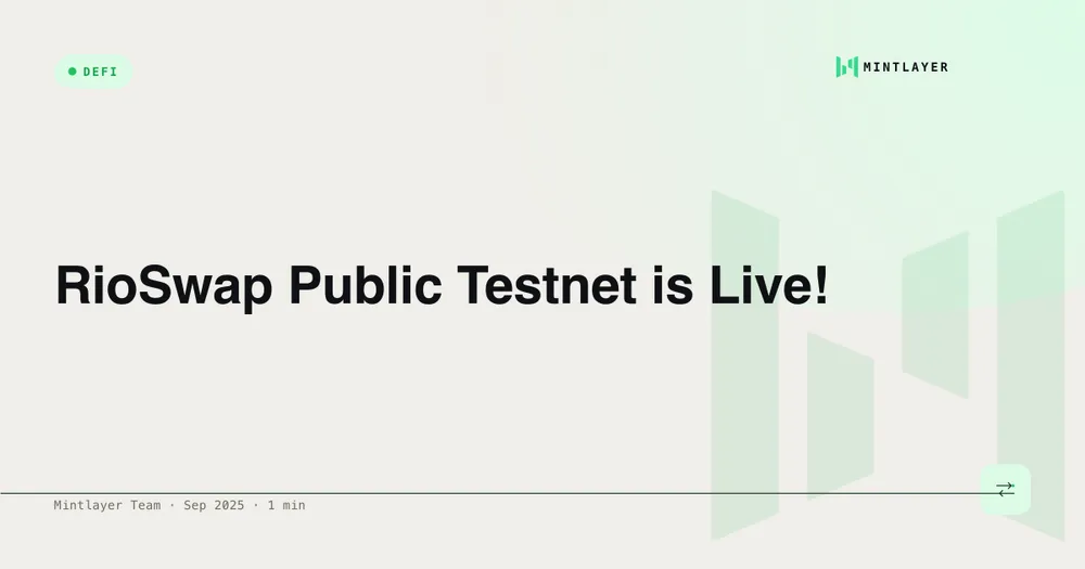 RioSwap Public Testnet is Live!