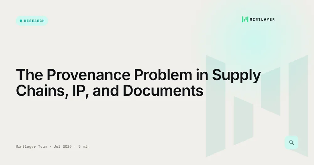 The Provenance Problem in Supply Chains, IP, and Documents