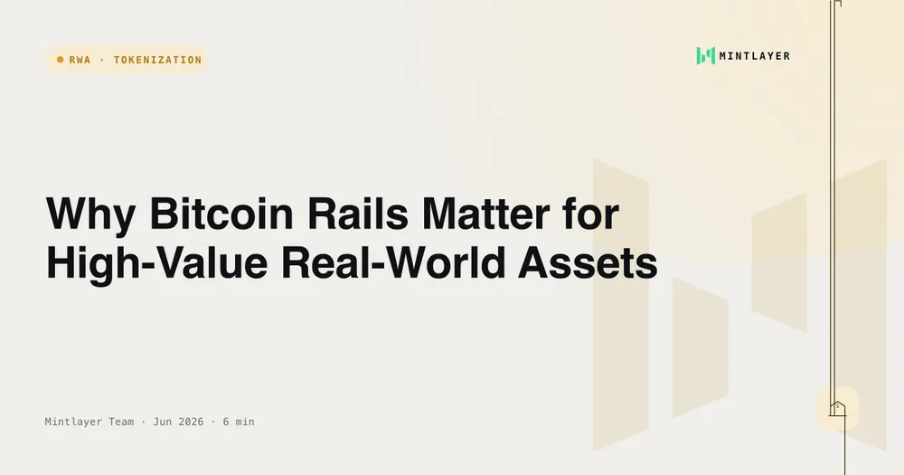 Why Bitcoin Rails Matter for High-Value Real-World Assets