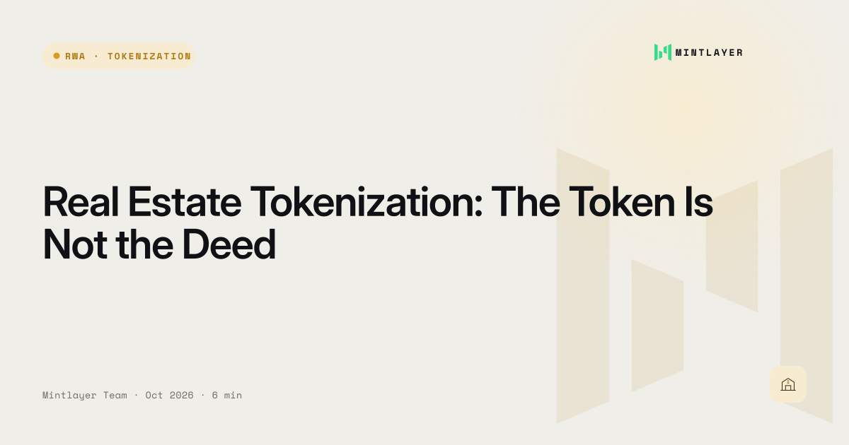 Real Estate Tokenization: The Token Is Not the Deed